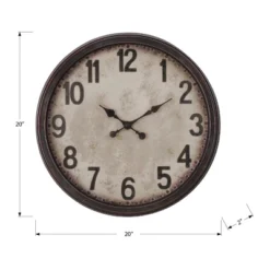 FURNIinspire Wall Clocks Round Decorative Wall Clock Living Room Hanging Clock Modern Timepiece Home Wall Decor, Brown, 20"*20"*2" -Outdoor Kitchen & Living GUEST cb7d7fac 4a37 4415 b67e 8abf2a58101c