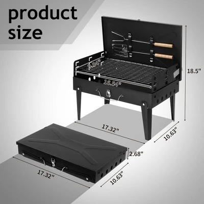 FURNIinspire Outdoor Grills, Griddles And Smokers Professional Square Charcoal Grill, Heavy Duty Portable BBQ System Patio, Black, 17.9"*12.79"*3.15" 3 FURNIinspire Outdoor Grills, Griddles And Smokers Professional Square Charcoal Grill, Heavy Duty Portable BBQ System Patio, Black, 17.9"*12.79"*3.15"