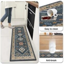 FURNIinspire Floor Mats 4 Piece Farmhouse Kitchen Rug Washable Area Rugs Non Skid Bohemian Mat For Hallway Entryway, Blue, 60"*20" 9 FURNIinspire Floor Mats 4 Piece Farmhouse Kitchen Rug Washable Area Rugs Non Skid Bohemian Mat For Hallway Entryway, Blue, 60"*20" -Outdoor Kitchen & Living GUEST cc43d67a 7379 48de 814d 50207ca33287