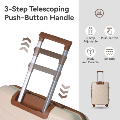 FURNIinspire Bag And Luggage Sets 3 Piece Rolling Suitcase Set, Hard Suitcases With Wheels, Lightweight Travel Luggage, Beige, 21.46"*12.01"*30.51" 5 FURNIinspire Bag And Luggage Sets 3 Piece Rolling Suitcase Set, Hard Suitcases With Wheels, Lightweight Travel Luggage, Beige, 21.46"*12.01"*30.51" - Image 3