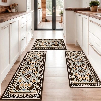 FURNIinspire Floor Mats 3 Piece Washable Kitchen Rug Farmhouse Area Rugs Non Skid Bohemian Mat For Hallway Entryway, Multicolored, 60"*20" 3 FURNIinspire Floor Mats 3 Piece Washable Kitchen Rug Farmhouse Area Rugs Non Skid Bohemian Mat For Hallway Entryway, Multicolored, 60"*20"