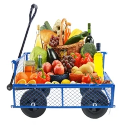 FURNIinspire Wheelbarrows And Lawn Carts Garden Utility Cart Wagon, Foldable Steel Transport Cart For Firewood, Yard Work, Blue, 37“*19"*40" 9 FURNIinspire Wheelbarrows And Lawn Carts Garden Utility Cart Wagon, Foldable Steel Transport Cart For Firewood, Yard Work, Blue, 37“*19"*40" -Outdoor Kitchen & Living GUEST cdb8d6d9 544b 4ef9 89d5 4d25733c6a9f