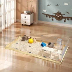 FURNIinspire Pet Crates And Houses Guinea Pig Cage, Hamster Enclosure With Waterproof Kraft Paper Bottom, Easy To Clean, Clear, 47.4"*9.84"*23.77" -Outdoor Kitchen & Living GUEST ced8e431 791e 45b9 bed0 185fe76ce692