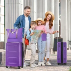 FURNIinspire Bag And Luggage Sets 2 Piece Luggage Set With Bags Spinner Wheels Abs Lightweight Suitcase With TSA Lock, Purple, 18"*12"*28" -Outdoor Kitchen & Living GUEST d02ee830 a711 4574 9f37 5d48d75bb221