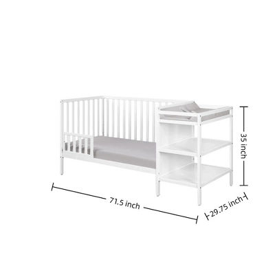 FURNIinspire Cribs Convertible Crib Baby Crib Baby Bed, Toddler Crib Changer Combo, 3 In 1 Crib Nursery Cribs For Bedroom, White, 71.5"*29.75"*35" 4 FURNIinspire Cribs Convertible Crib Baby Crib Baby Bed, Toddler Crib Changer Combo, 3 In 1 Crib Nursery Cribs For Bedroom, White, 71.5"*29.75"*35" - Image 2