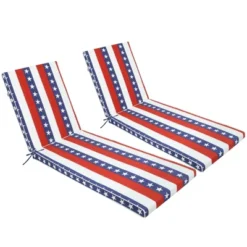 FURNIinspire Outdoor Seat Cushions 2pcs Outdoor Cushion Set Replacement, Red And Blue Stripes Seat Cushion, Multicolored, 74.4"*22.05"*2.76" -Outdoor Kitchen & Living GUEST d0eb11ae ddaa 4e03 8c37 ba32d4ea0480