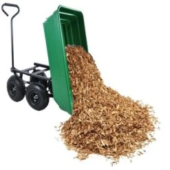 FURNIinspire Wheelbarrows And Lawn Carts Dump Carts With Steel Frame, Yard Utility Dump Wagon Lawn Cart For Soil, Firewood, Green, 43“*20"*39" -Outdoor Kitchen & Living GUEST d1bc1c5d 297d 49f8 8331 d1f8628d791c