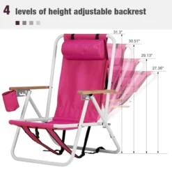 FURNIinspire Outdoor Portable Chair Set Of 2 With Headrest Cup Holder And Backpack Straps For Outdoor Relaxation, Pink, 23"*21.7"*31.5" -Outdoor Kitchen & Living GUEST d21f90f0 0a71 43e3 962d 5dcddc6481b6
