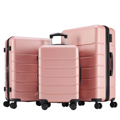 FURNIinspire Bag And Luggage Sets 20/24/28 Inch 3PCS Hard Shell Roller Suitcase Set Expandable Travel Luggage With Spinner Wheels, Pink 7 FURNIinspire Bag And Luggage Sets 20/24/28 Inch 3PCS Hard Shell Roller Suitcase Set Expandable Travel Luggage With Spinner Wheels, Pink - Image 5