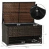 FURNIinspire Utility Storage Cabinet Outdoor Deck Box Shoe Storage PE Rattan Wicker Towel Rack With Liner Cushions, Brown, 39.80"*5.90"*25.00"