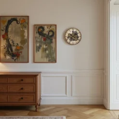 FURNIinspire Wall Clocks Round Gear Mechanism Hanging Clock Living Room Decorative Timepiece Home Vintage Wall Decor, Brown, 20"*20"*2.5" -Outdoor Kitchen & Living GUEST d577d284 dc01 49d2 8e13 db16e45a9a9d