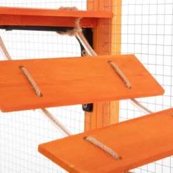 FURNIinspire Pet Crates And Houses, Cat Enclosure, 6 Jumping Platforms, 2 Cat Condos, Cat Bridge And Scratching Board, Orange, 104.3"*35.4"*72.1" -Outdoor Kitchen & Living GUEST d5b5eafc dc54 4912 ac89 c7c0ef445287