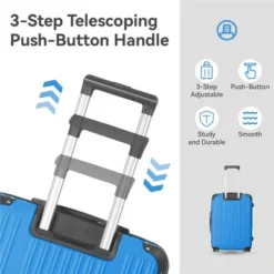 FURNIinspire Bag And Luggage Sets 3 Piece Rolling Luggage, Hard Shell Travel Suitcases Set With Wheels Telescopic Handle, Blue, 21.06"*11.42"*30.12" -Outdoor Kitchen & Living GUEST d5e53f90 d827 426a a752 82ca404bd498