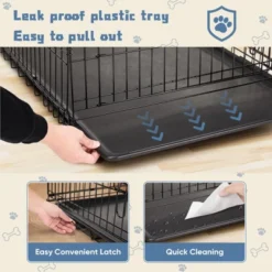 FURNIinspire Pet Crates And Houses 24 Inch Single Door Dog Cage, Metal Pet Kennel With Secure Lock, Removable Tray, Black , 16.5"* 24.4"*19.5" -Outdoor Kitchen & Living GUEST d5fbc45b b1f1 415d 8370 ca1b1f258bd2