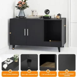 FURNIinspire Pet Crates And Houses, Multi-Functional Cat Cabinet, Comfortable Cat Space With Entrances, For Home, Black, 33.5"*18.5"*19.9" -Outdoor Kitchen & Living GUEST d7472241 f42a 4dc7 82ce fb087c931790