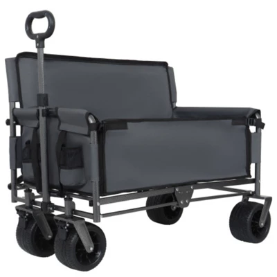 FURNIinspire Outdoor Serving Carts 3-in-1 Convertible Folding Wagon Cart Bench Seat Storage 500lbs Heavy-Duty Utility Wagon, Gray, 37"*24.02"*40.94" 7 FURNIinspire Outdoor Serving Carts 3-in-1 Convertible Folding Wagon Cart Bench Seat Storage 500lbs Heavy-Duty Utility Wagon, Gray, 37"*24.02"*40.94" - Image 5