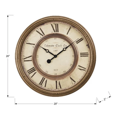 FURNIinspire Wall Clocks Round Roman Numeral Clock Decorative Living Room Hanging Clock Vintage Timepiece Home Decor, Brown, 20"*20"*2" 4 FURNIinspire Wall Clocks Round Roman Numeral Clock Decorative Living Room Hanging Clock Vintage Timepiece Home Decor, Brown, 20"*20"*2" - Image 2