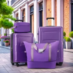 FURNIinspire Bag And Luggage Sets Luggage Set Travel Suitcase With Bags Spinner Wheels Abs Lightweight Suitcase, Purple, 16"*10"*24" -Outdoor Kitchen & Living GUEST d9d50378 040a 4bb3 a3ff 74239f2f6087