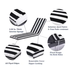 FURNIinspire Outdoor Seat Cushions Patio Lounge Chair Cushion Replacement, Black And White Stripes Cushion, Multicolored, 74.4"*22.05"*2.76" -Outdoor Kitchen & Living GUEST da27820e 1042 4407 b5c9 0630b2803508