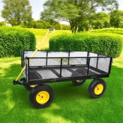 FURNIinspire Wheelbarrows And Lawn Carts Large Garden Cart For Transportation, Ideal For Outdoor Activities, Yellow And Black, 55“*24"*44.5" -Outdoor Kitchen & Living GUEST dab11c3a 6ae4 4122 a843 8d65aa0fdca9