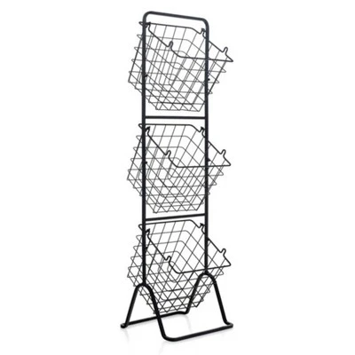 FURNIinspire Kitchen Racks 3 Tier Fruit Basket Stand, Steel Food Storage Rack Removable Wire Bowls With Non-Slip Pads, Black, 11"*12"*42.5" 7 FURNIinspire Kitchen Racks 3 Tier Fruit Basket Stand, Steel Food Storage Rack Removable Wire Bowls With Non-Slip Pads, Black, 11"*12"*42.5" - Image 5