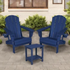 FURNIinspire Patio Seating Sets Folding Adirondack Chairs With Side Table, 3-Piece Rocking Chairs Set With Wood Texture, Blue, 30“*28”*35“ 11 FURNIinspire Patio Seating Sets Folding Adirondack Chairs With Side Table, 3-Piece Rocking Chairs Set With Wood Texture, Blue, 30“*28”*35“ -Outdoor Kitchen & Living GUEST dc43ab92 8406 40c1 a3bf eac84a5f4913