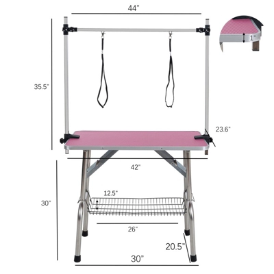 FURNIinspire Pet Grooming Tools Foldable Pet Grooming Table For Pet Large Dogs And Cats With Adjustable, Bathing Station, Pink, 44"*23.6"*65.5" 3 FURNIinspire Pet Grooming Tools Foldable Pet Grooming Table For Pet Large Dogs And Cats With Adjustable, Bathing Station, Pink, 44"*23.6"*65.5"