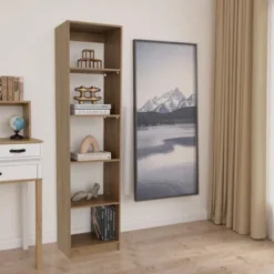 FURNIinspire Utility Storage Shelves 71.1inch Slim Shelving Unit Multifunctional 5 Tier Bookcase, Living Room Storage Shelf, Beige, 11.8"*17.8"*71.1" -Outdoor Kitchen & Living GUEST dd73d766 9980 44bf 9106 8e656fd47712