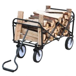 FURNIinspire Wheelbarrows And Lawn Carts Multi-Purpose Outdoor Utility Cart, Foldable Wagon With Metal Frame And Handle, Red, 41“*21"*47" -Outdoor Kitchen & Living GUEST ddfa4525 820c 44bf 828e 491b924c3be4