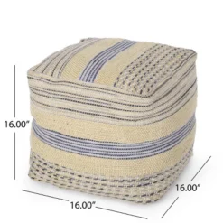 FURNIinspire Ottomans And Benches Handcrafted Fabric Pouf With Natural Textures Elegant Design For Modern Living Spaces, Beige, 16"*16"*16" -Outdoor Kitchen & Living GUEST de9ff613 9c6b 4901 bced a947e8bc6283