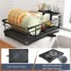FURNIinspire Dish Drying Rack Dish Rack For Sink Dish Rack Drainboard Rustproof Dish Drainer With Utensil Holder Kitchen, Black, 17.16"*12.68"*5.07"