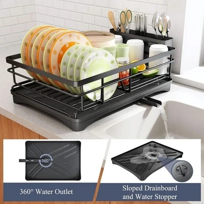 FURNIinspire Dish Drying Rack Dish Rack For Sink Dish Rack Drainboard Rustproof Dish Drainer With Utensil Holder Kitchen, Black, 17.16"*12.68"*5.07" 3 FURNIinspire Dish Drying Rack Dish Rack For Sink Dish Rack Drainboard Rustproof Dish Drainer With Utensil Holder Kitchen, Black, 17.16"*12.68"*5.07"
