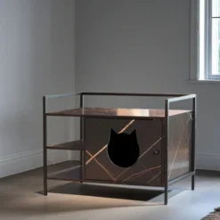 FURNIinspire Cat Litter Box Furniture With A Barn Door Hidden Litter Box With Open Storage Spaces,30.3"*21.2"*23.2" -Outdoor Kitchen & Living GUEST df42bcde 5c61 4838 9615 755584979102