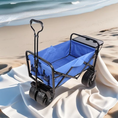 FURNIinspire Wheelbarrows And Lawn Carts Collapsible Garden, Beach Utility Cart With All-Terrain Wheels, Folding Wagon Cart, Blue, 39“*20"*43" 7 FURNIinspire Wheelbarrows And Lawn Carts Collapsible Garden, Beach Utility Cart With All-Terrain Wheels, Folding Wagon Cart, Blue, 39“*20"*43" - Image 5