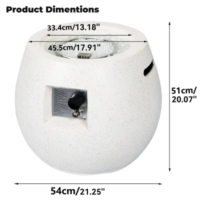 FURNIinspire Outdoor Fireplaces Pear-Shaped Backyard Terrazzo Gas Stove Portable Fire Pit For Camping, Patio, White, 21.25"*21.25"*20.07" 4 FURNIinspire Outdoor Fireplaces Pear-Shaped Backyard Terrazzo Gas Stove Portable Fire Pit For Camping, Patio, White, 21.25"*21.25"*20.07" - Image 2