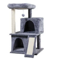 FURNIinspire Pet Tower Double Layer Cat Tree With Cat House And Ladder Light, Modern Cat Furniture, Gray, 19.70"*17.70"*34.00" -Outdoor Kitchen & Living GUEST dffbccef 1efb 4459 9ae0 fa1a920bd1c4