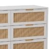 FURNIinspire Dressers Rattan Storage Cabinet Clothes Storage Cabinet With 6 Drawer For Bedroom Nursery, Large Capacity, White, 43.31"*15.75"*29.53" -Outdoor Kitchen & Living GUEST e0311263 2b9e 42dc 8298 dab40ef1e485