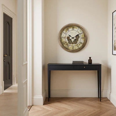 FURNIinspire Wall Clocks 24inch Timepiece Living Room Wall Clock Decorative Hanging Clock Vintage Wall Decor For Bedroom, Brown, 22.75"*22.75"*3" 6 FURNIinspire Wall Clocks 24inch Timepiece Living Room Wall Clock Decorative Hanging Clock Vintage Wall Decor For Bedroom, Brown, 22.75"*22.75"*3" - Image 4