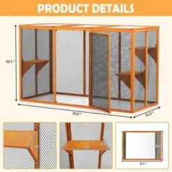 FURNIinspire Pet Crates And Houses, Removable Cat Cage, A Waterproof Roof And Three Jumping Platforms, Adjustable, Orange, 70.9"*31.5"*42.5" -Outdoor Kitchen & Living GUEST e1e5652f 7b20 49d3 b540 abc8d17455de