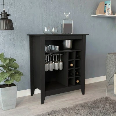 FURNIinspire Wine Racks Bar Cabinet, Wine Cabinet, Sideboard Kitchen Cupboards With Open Shelf, Wine Rack, Black, 17.7"*32.5"*37.07" 7 FURNIinspire Wine Racks Bar Cabinet, Wine Cabinet, Sideboard Kitchen Cupboards With Open Shelf, Wine Rack, Black, 17.7"*32.5"*37.07" - Image 5