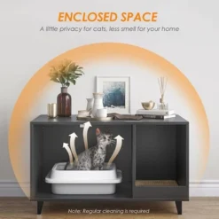 FURNIinspire Pet Crates And Houses, Multi-Functional Cat Cabinet, Comfortable Cat Space With Entrances, For Home, Black, 33.5"*18.5"*19.9" -Outdoor Kitchen & Living GUEST e20c0cdd 0625 40b8 b2e3 310df0b09491