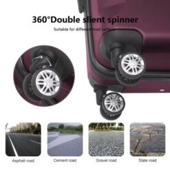 FURNIinspire Bag And Luggage Sets 3 Piece Rolling Luggage, Travel Hard Suitcase With Wheels, Stylish Suitcase Set, Purple, 21.06"*11.81"*30.31" -Outdoor Kitchen & Living GUEST e20d1220 e647 45b0 ad7b d9f1bd0d3250