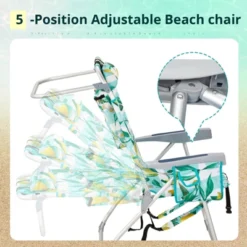 FURNIinspire Outdoor Portable Chair Adjustable Back And Extra Storage For Comfort And Relaxation, Lemon, 24.8"*27.56"*38.89" -Outdoor Kitchen & Living GUEST e21a8365 fb7b 46ea 932a ede1be758b71