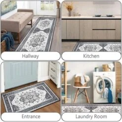 FURNIinspire Floor Mats 3 Piece Washable Kitchen Rug Farmhouse Area Rugs Non Skid Bohemian Mat For Entryway, Home Decor, Blue, 60"*20" -Outdoor Kitchen & Living GUEST e2369018 71cb 4912 b7e8 3ffca600cbd0