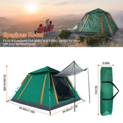 FURNIinspire Camping Tents Outdoor Tent Pop-Up Waterproof Camping Tent, Family Tents For Camping With Nets Windows, Green, 84.65"*84.65"*53.54" -Outdoor Kitchen & Living GUEST e2ff06d0 dc9f 46cf b3d2 296884f2c66d