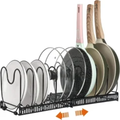 FURNIinspire Kitchen Rack Pot Rack Expandable Pan Organizer Lid Holder Adjustable Kitchen Cabinet Cookware Frying Rack, Black, 12.29"*8.19"*2.73" 13 FURNIinspire Kitchen Rack Pot Rack Expandable Pan Organizer Lid Holder Adjustable Kitchen Cabinet Cookware Frying Rack, Black, 12.29"*8.19"*2.73" -Outdoor Kitchen & Living GUEST e34678ab 5960 47d9 800d 982e2c64cf4d