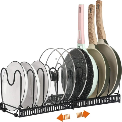 FURNIinspire Kitchen Rack Pot Rack Expandable Pan Organizer Lid Holder Adjustable Kitchen Cabinet Cookware Frying Rack, Black, 12.29"*8.19"*2.73" 8 FURNIinspire Kitchen Rack Pot Rack Expandable Pan Organizer Lid Holder Adjustable Kitchen Cabinet Cookware Frying Rack, Black, 12.29"*8.19"*2.73" - Image 6