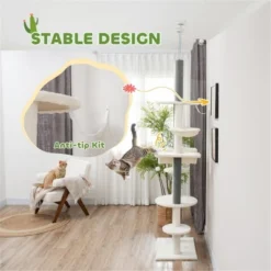 FURNIinspire Pet Tower Cat Tree, Cat Tower Cat Condo Cat Climbing Tower Cat Tree Tower For Indoor Cats Large, White, 17.3"*23.6"*100.4" -Outdoor Kitchen & Living GUEST e376ba10 19e4 4189 9f37 a2533ee6335a