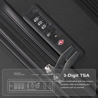 FURNIinspire Bag And Luggage Sets 3 Piece Rolling Luggage, Travel Hard Suitcase With Wheels, Stylish Suitcase Set, Black, 21.06"*11.81"*30.31" 5 FURNIinspire Bag And Luggage Sets 3 Piece Rolling Luggage, Travel Hard Suitcase With Wheels, Stylish Suitcase Set, Black, 21.06"*11.81"*30.31" - Image 3