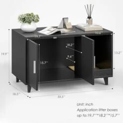 FURNIinspire Pet Crates And Houses, Multi-Functional Cat Cabinet, Comfortable Cat Space With Entrances, For Home, Black, 33.5"*18.5"*19.9" -Outdoor Kitchen & Living GUEST e3ccaedc 614b 42d3 a01b a4fec4d36655